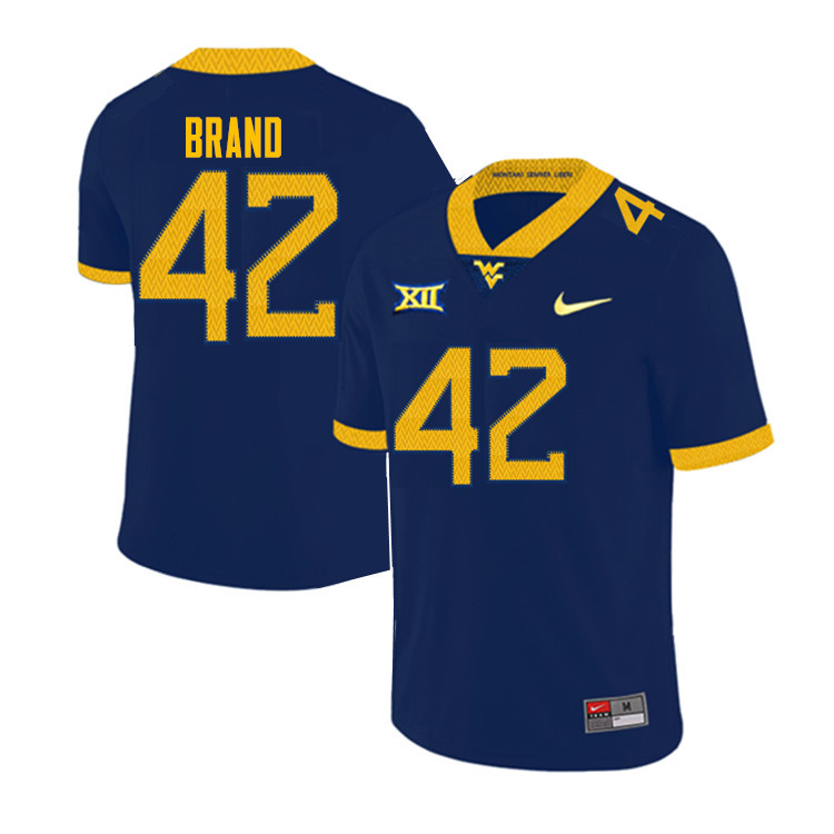 NCAA Men's Bryce Brand West Virginia Mountaineers Navy #42 Nike Stitched Football College Authentic Jersey DH23K34WW